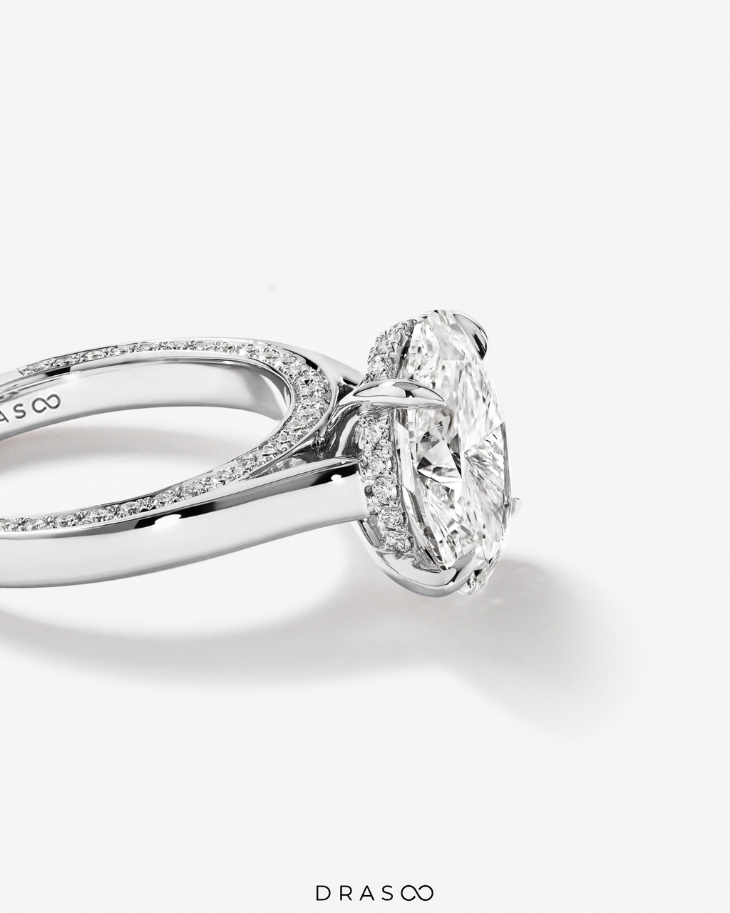 4.47 Carat TW Oval Cut Lab-Grown Diamond Engagement Ring in 18K White Gold