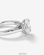 4.47 Carat TW Oval Cut Lab-Grown Diamond Engagement Ring in 18K White Gold