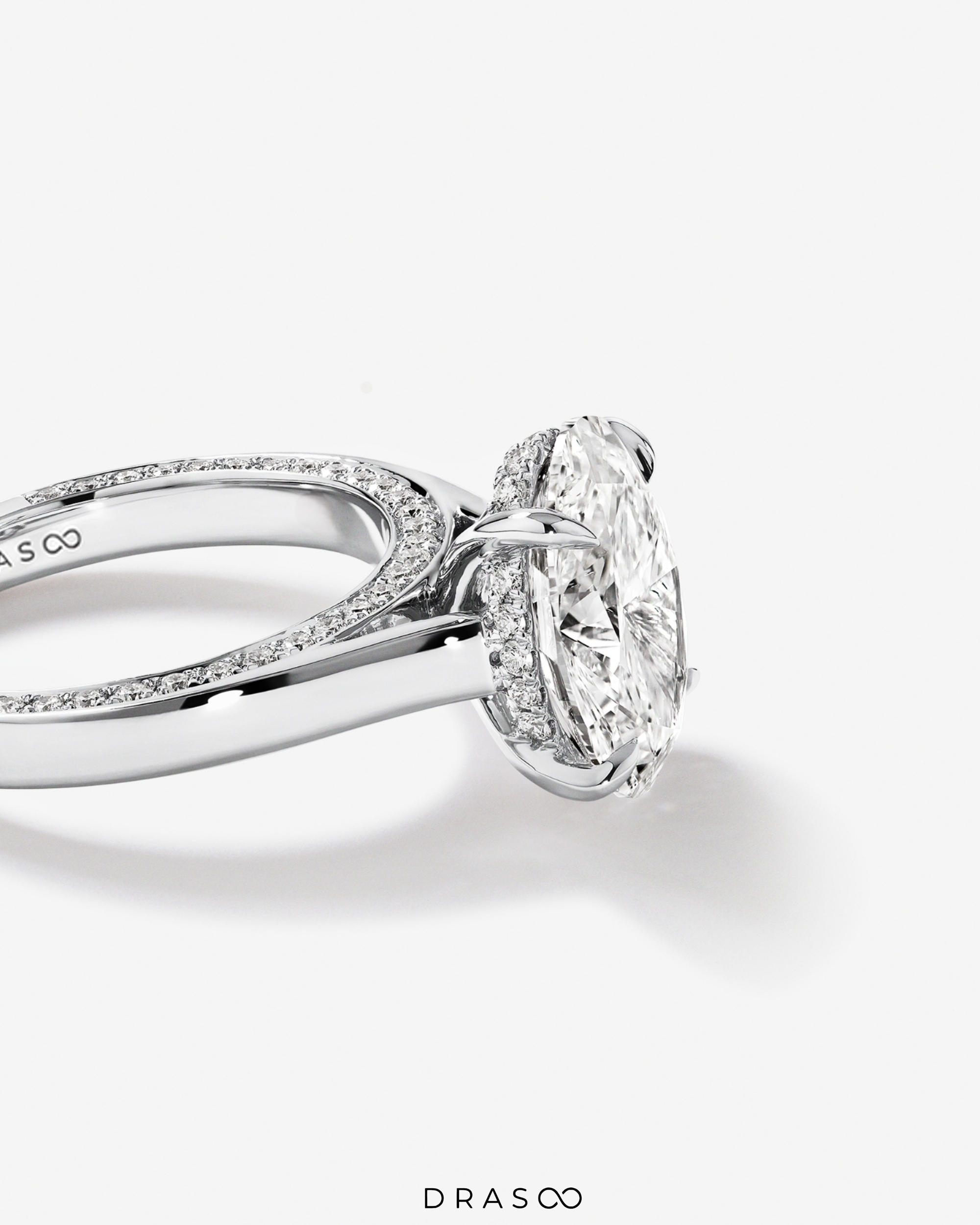4.47 Carat TW Oval Cut Lab-Grown Diamond Engagement Ring in 18K White Gold