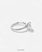 2.20 Carat TW Oval Cut Lab-Grown Diamond Side Accent Engagement Ring in 14K Yellow &amp; White Gold