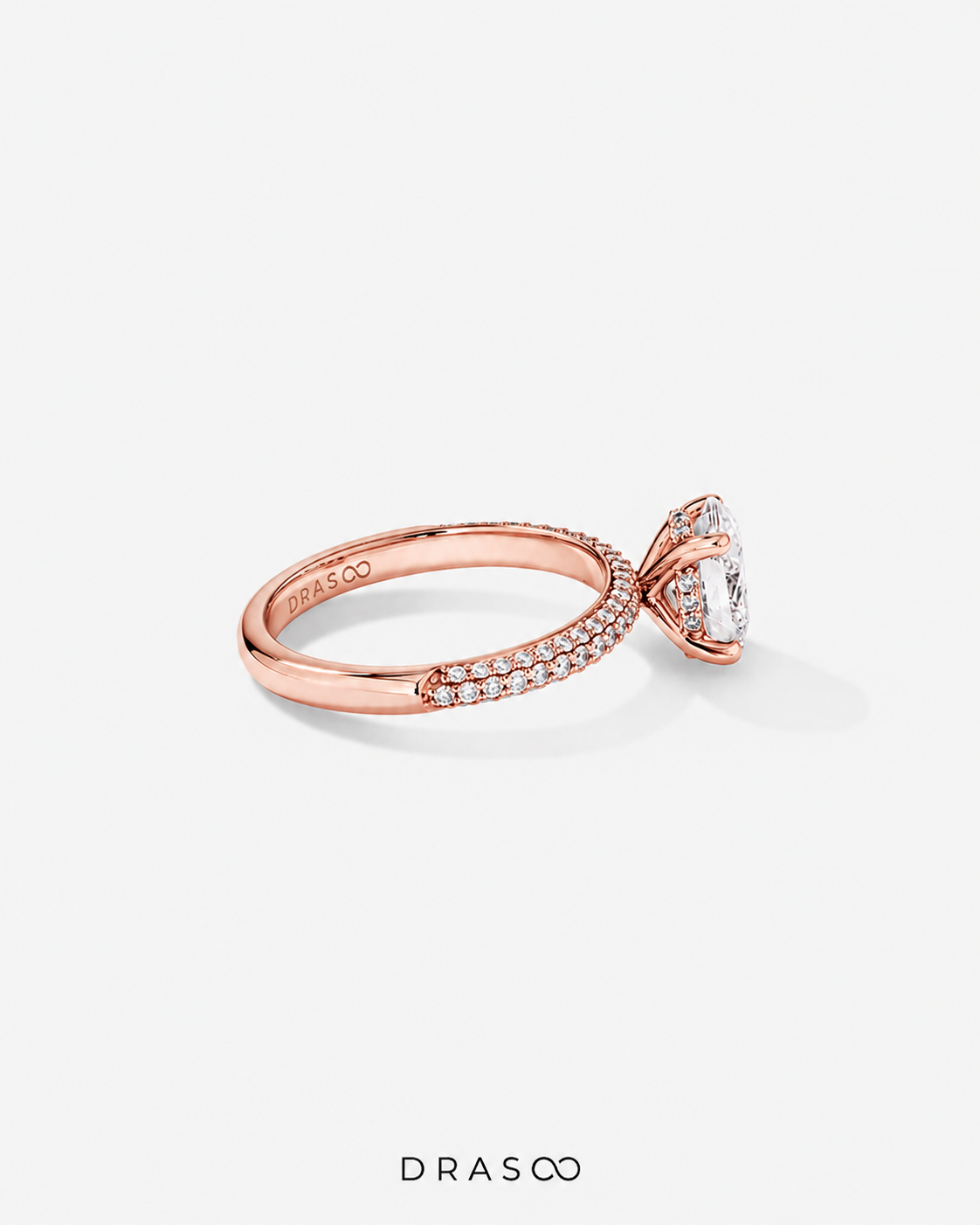1.95 Carat TW Oval Cut Lab-Grown Diamond Side Accent Engagement Ring in 14K Rose Gold