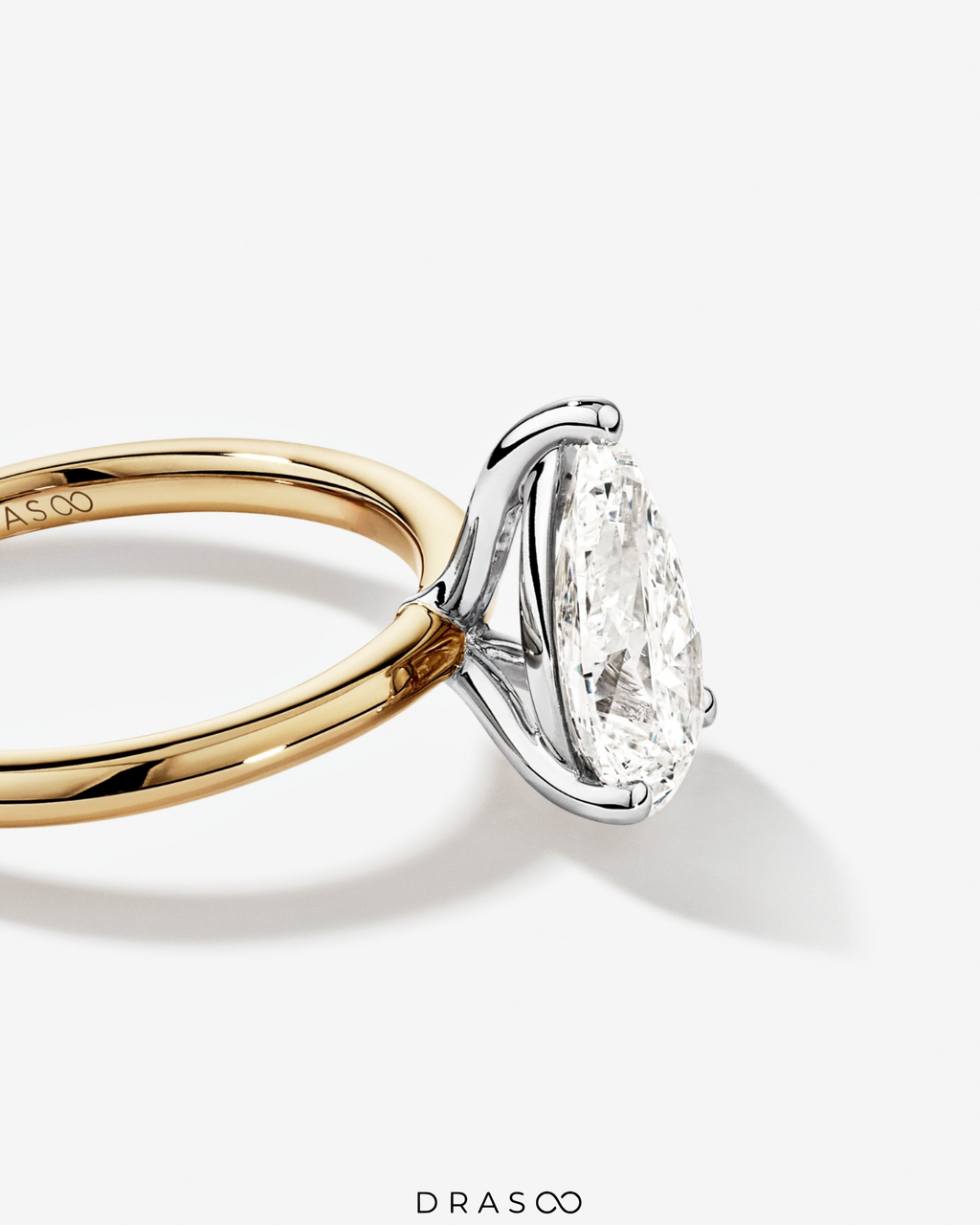2.00 Carat TW Pear Cut Lab-Grown Diamond Solitaire Engagement Ring in 14K Yellow &amp; White Gold