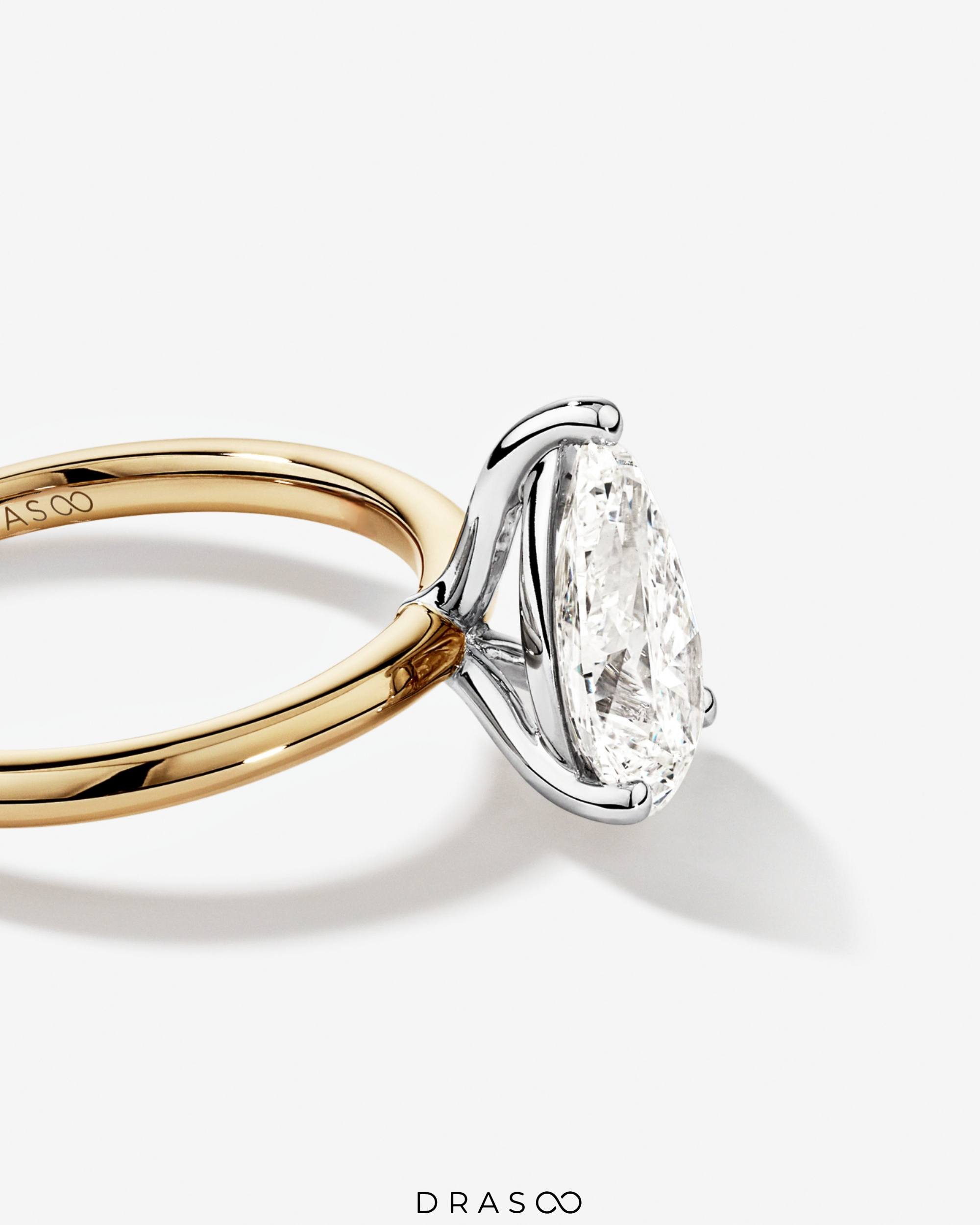 2.00 Carat TW Pear Cut Lab-Grown Diamond Solitaire Engagement Ring in 14K Yellow &amp; White Gold