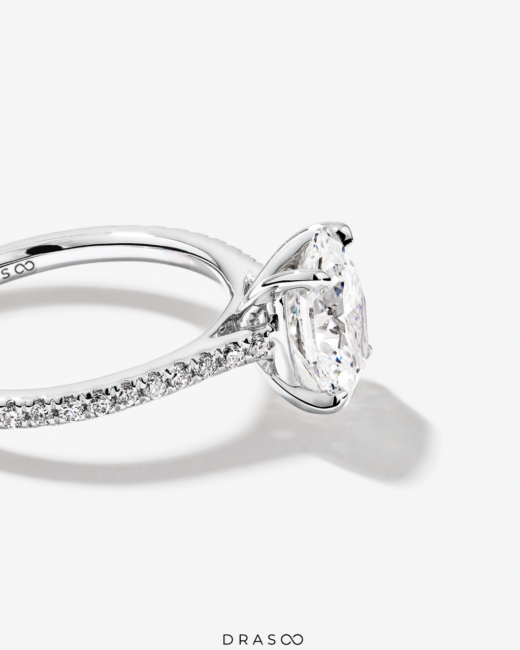 2.20 Carat TW Oval Cut Lab-Grown Diamond Side Accent Engagement Ring in 14K Yellow &amp; White Gold