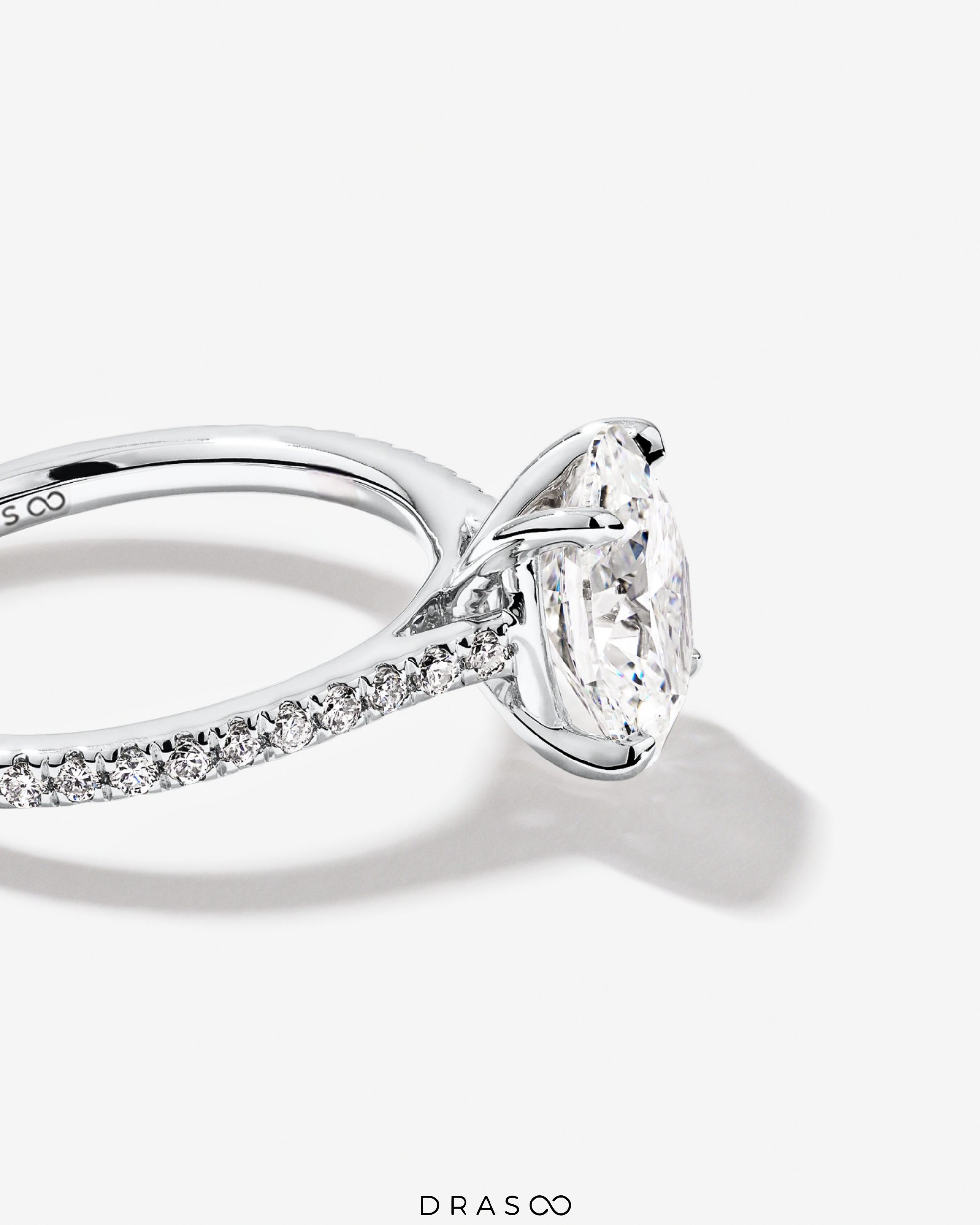 2.20 Carat TW Oval Cut Lab-Grown Diamond Side Accent Engagement Ring in 14K Yellow &amp; White Gold
