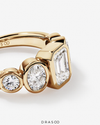 2.90 Carat TW Bezel Set 5 Stone Lab-Grown Diamond Engagement Ring in 14K Yellow Gold