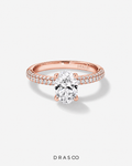 1.95 Carat TW Oval Cut Lab-Grown Diamond Side Accent Engagement Ring in 14K Rose Gold