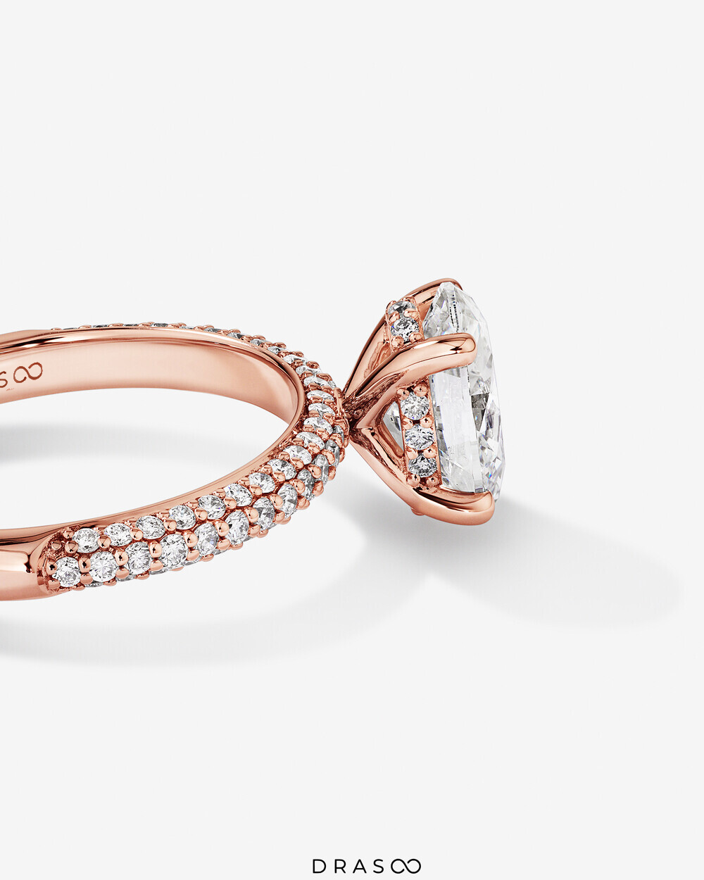 1.95 Carat TW Oval Cut Lab-Grown Diamond Side Accent Engagement Ring in 14K Rose Gold