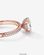 1.95 Carat TW Oval Cut Lab-Grown Diamond Side Accent Engagement Ring in 14K Rose Gold