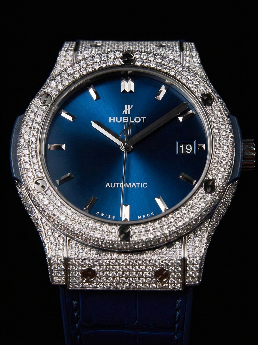 Hublot Classic Fusion 45 mm – Blue Titanium – Custom Diamond-Set