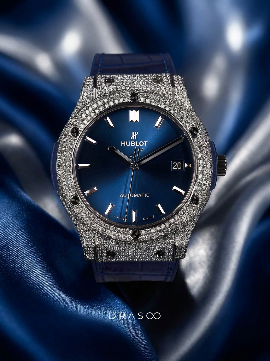 Hublot Classic Fusion 45 mm – Blue Titanium – Custom Diamond-Set
