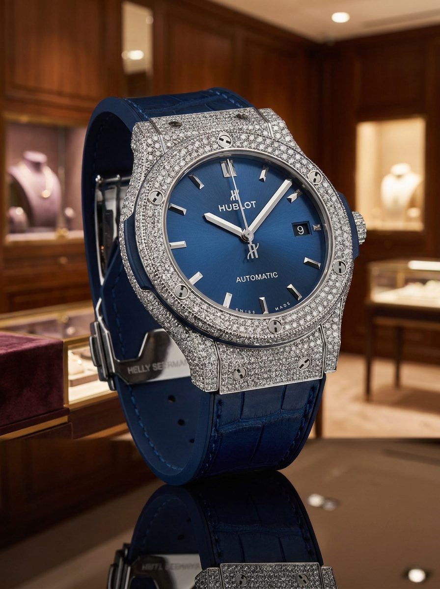Hublot Classic Fusion 45 mm – Blue Titanium – Custom Diamond-Set