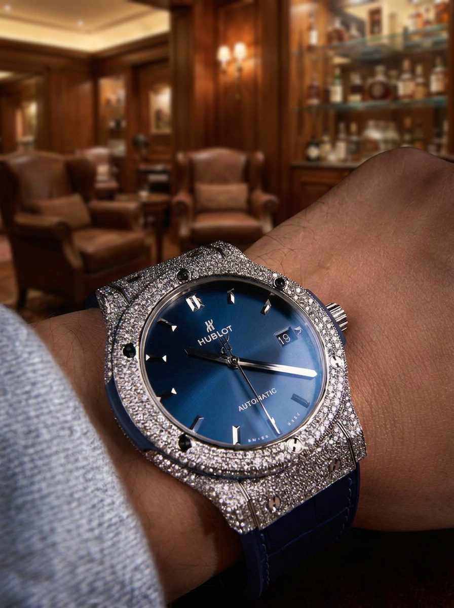 Hublot Classic Fusion 45 mm – Blue Titanium – Custom Diamond-Set