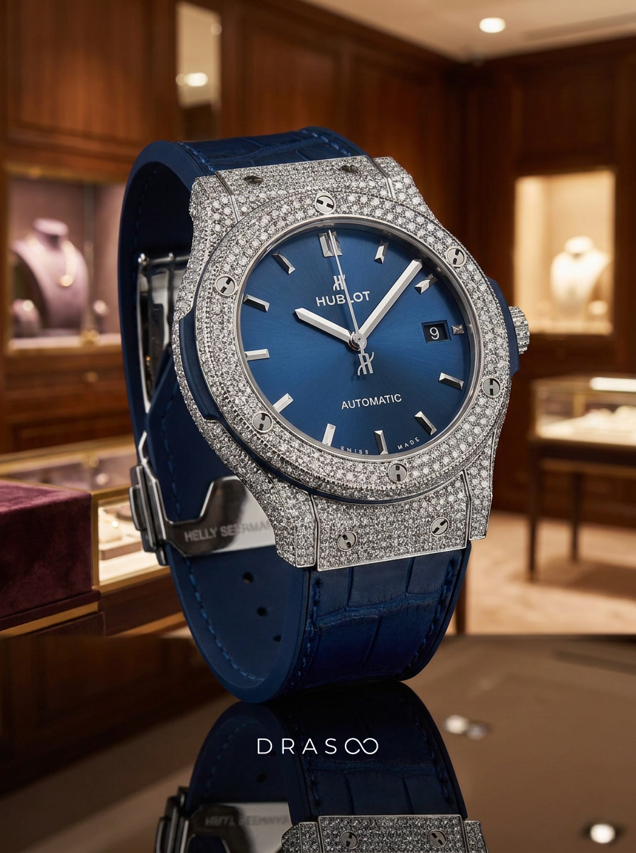 Hublot Classic Fusion 45 mm – Blue Titanium – Custom Diamond-Set