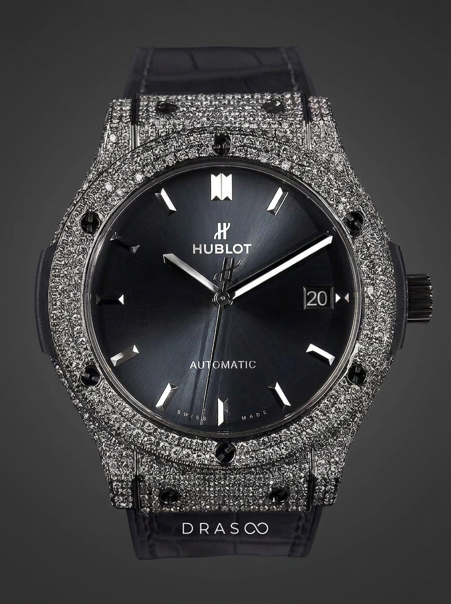 Hublot Classic Fusion 42 mm – Racing Grey Titanium – Custom Diamond-Set