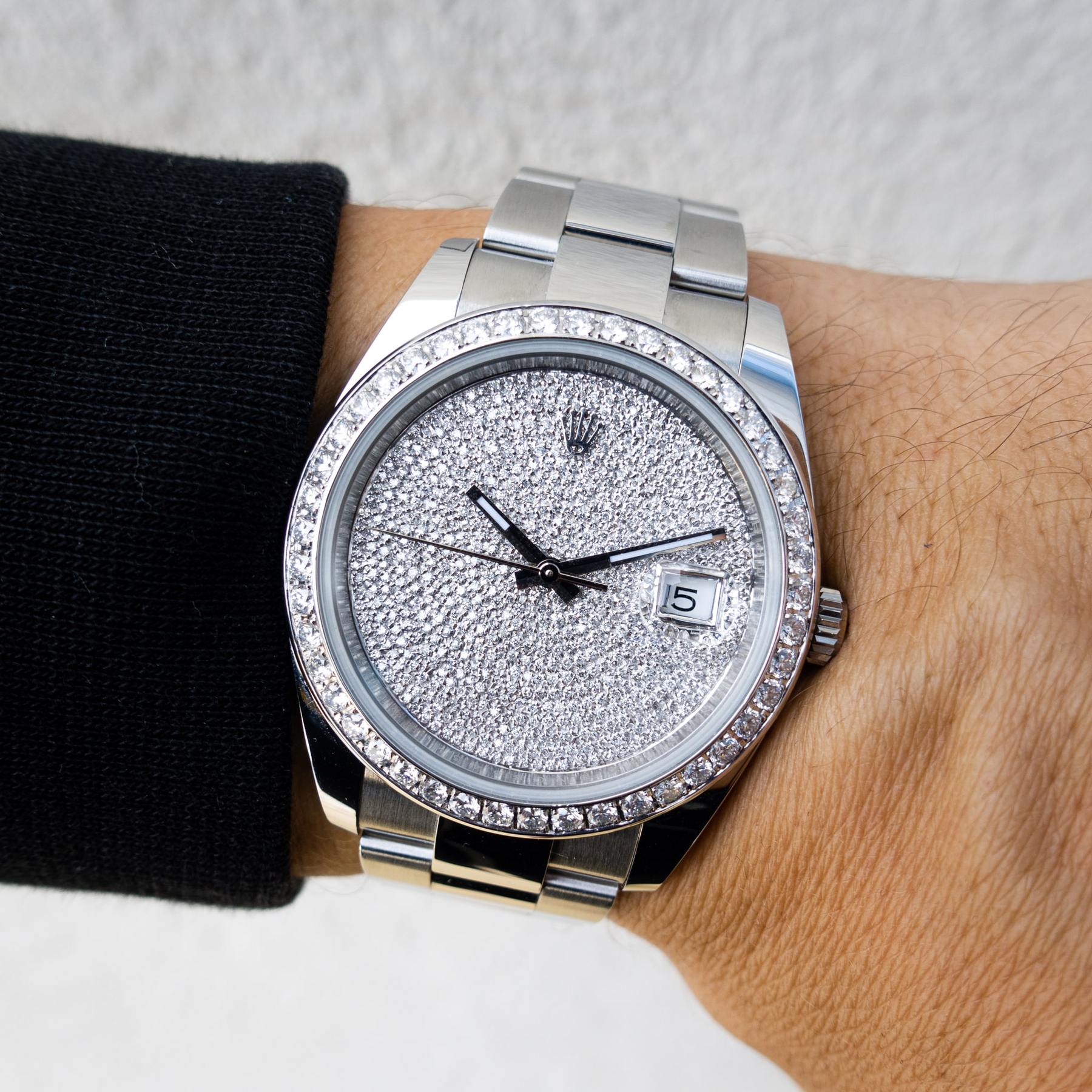 ROLEX DATEJUST 41 – OYSTERSTEEL – OYSTER – CUSTOM DIAMOND BEZEL & COVERT DIAL