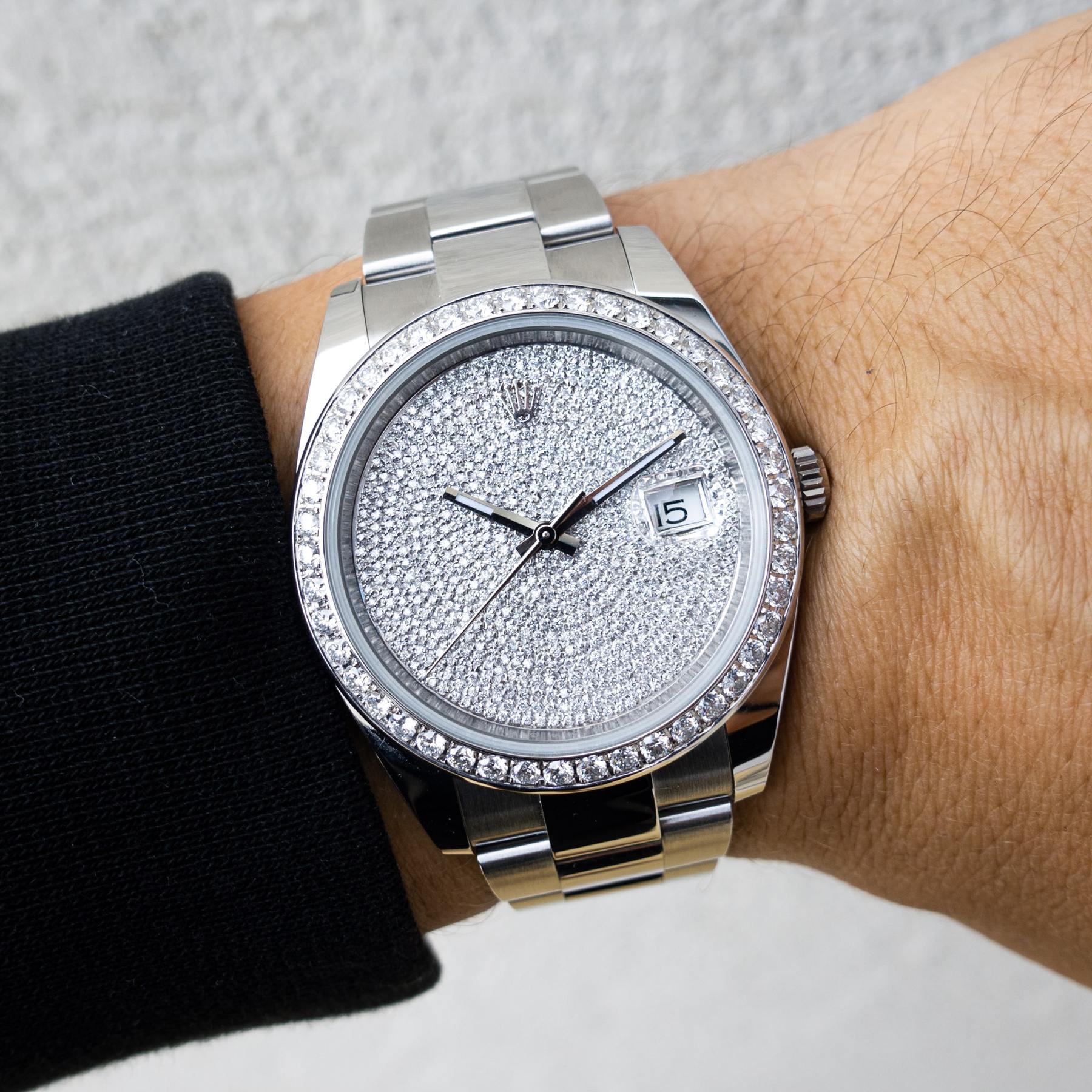 ROLEX DATEJUST 41 – OYSTERSTEEL – OYSTER – CUSTOM DIAMOND BEZEL & COVERT DIAL