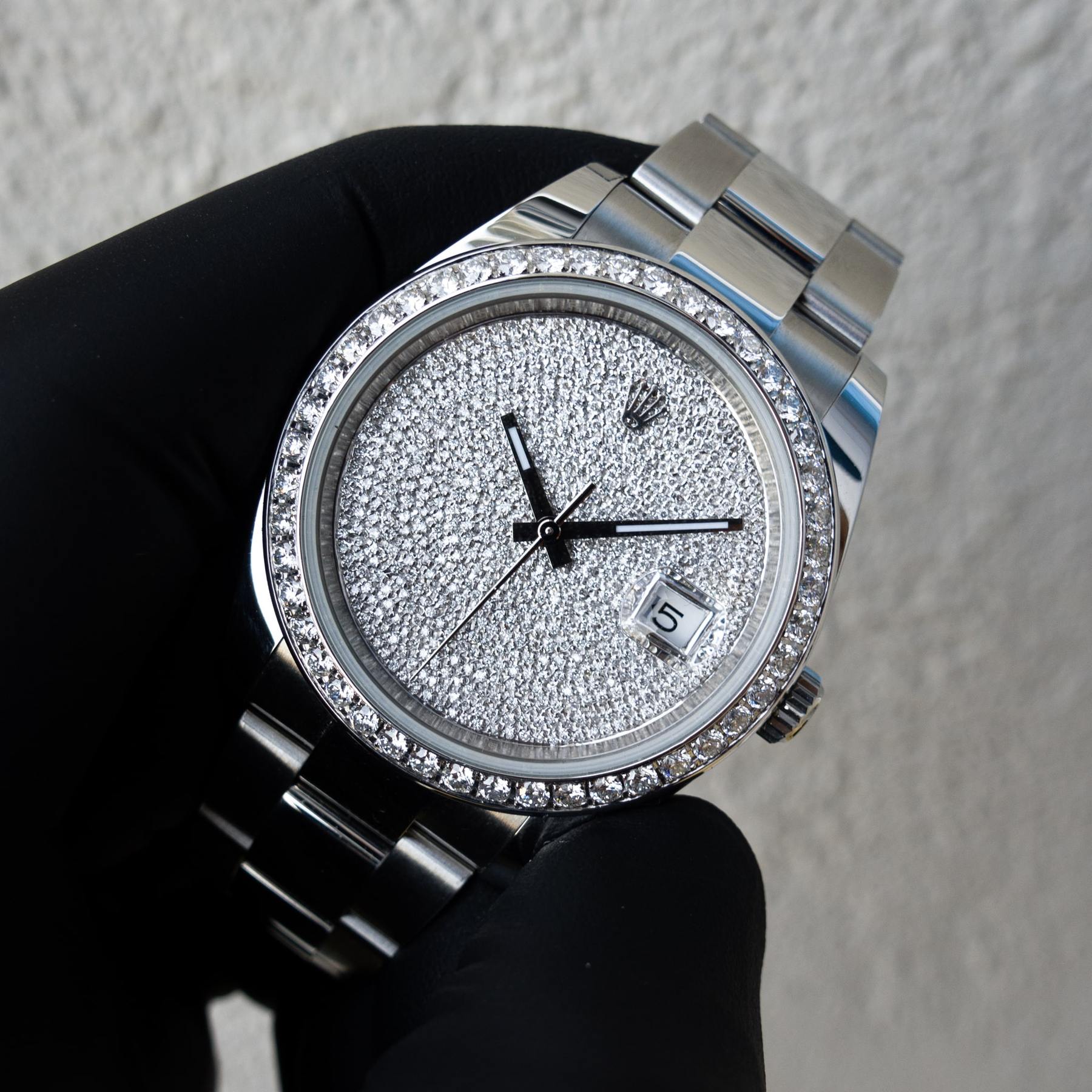 ROLEX DATEJUST 41 – OYSTERSTEEL – OYSTER – CUSTOM DIAMOND BEZEL & COVERT DIAL