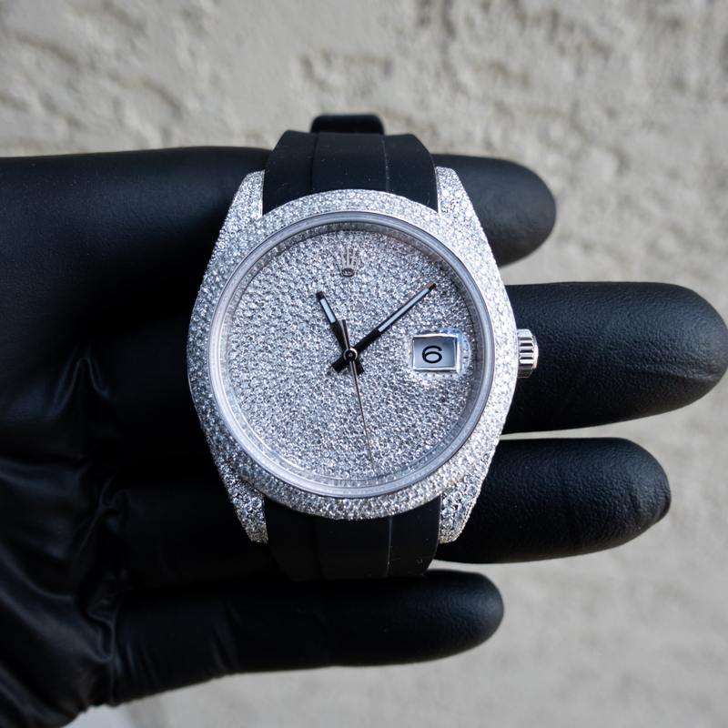 ROLEX DATEJUST 41 – OYSTERSTEEL – OYSTER – CUSTOM DIAMOND BEZEL & CASE – COVERT DIAL – HORUS BLACK