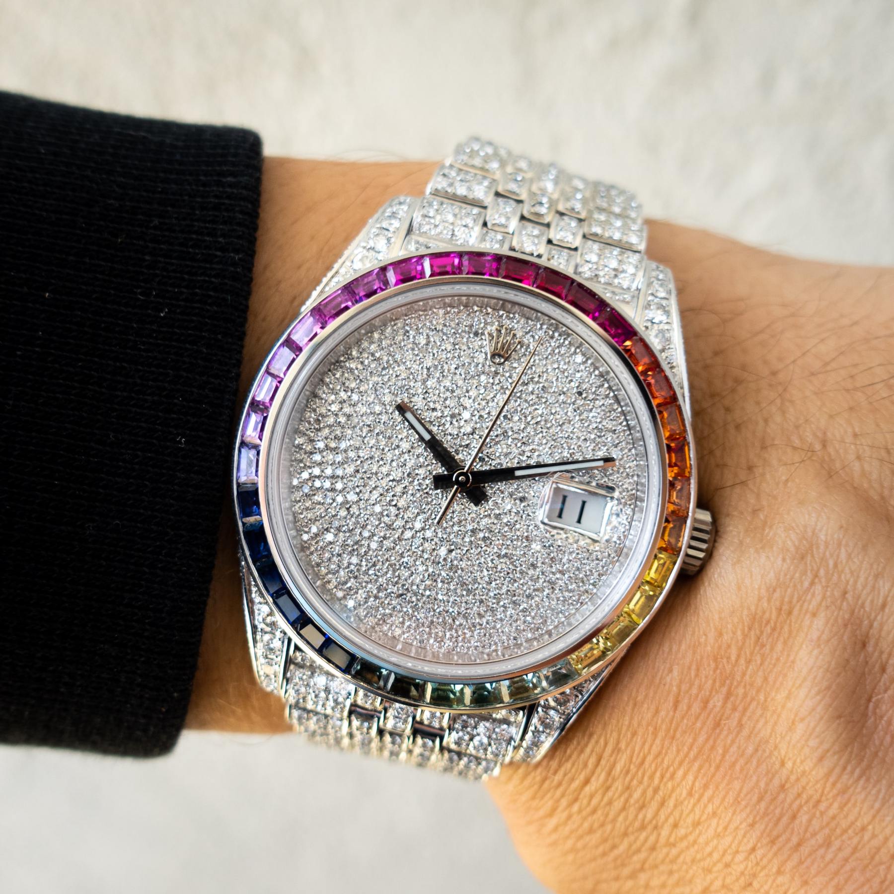 ROLEX DATEJUST 41 – OYSTERSTEEL – JUBILEE – CUSTOM DIAMOND SET – COVERT DIAL – RAINBOW