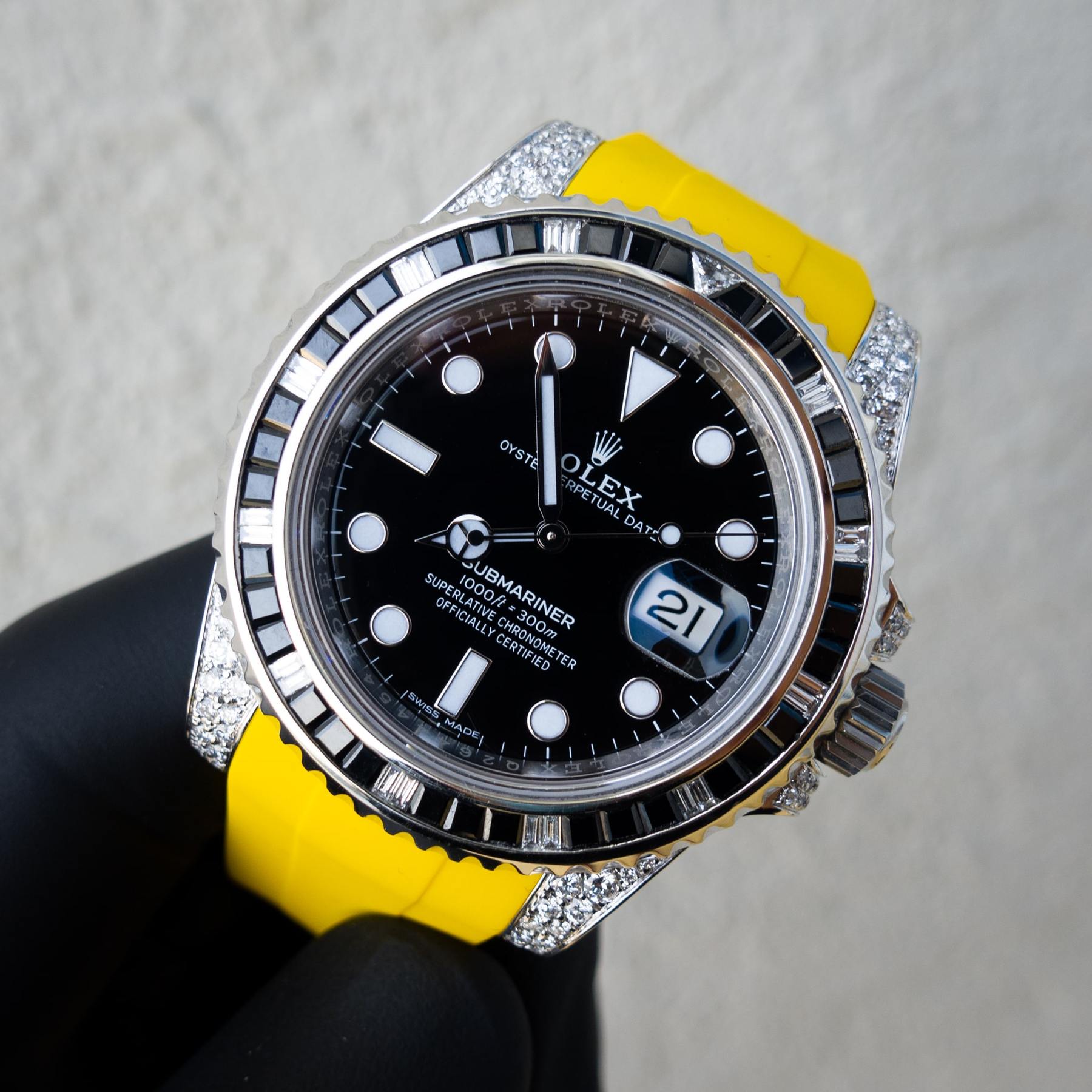 ROLEX SUBMARINER DATE – OYSTERSTEEL – OYSTER – BLACK ONYX – CUSTOM DIAMOND SET – HORUS YELLOW