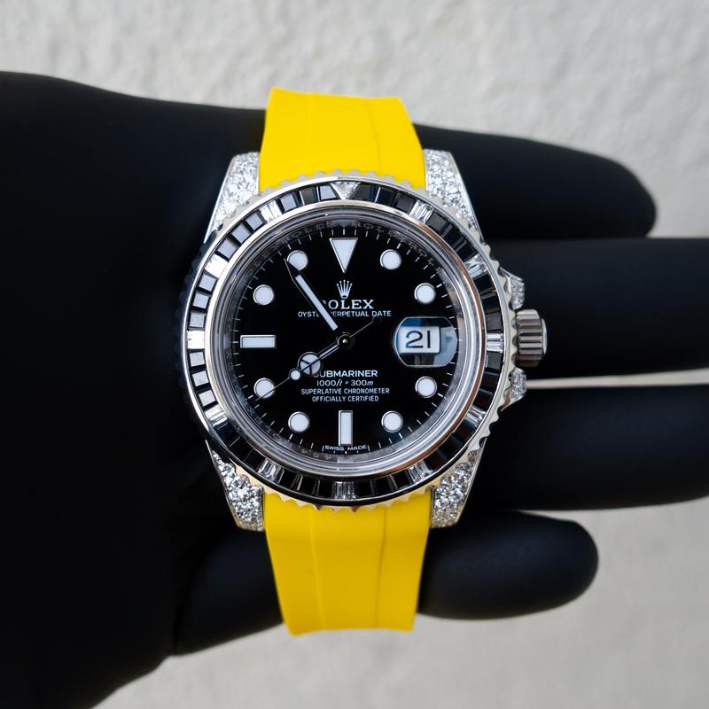 ROLEX SUBMARINER DATE – OYSTERSTEEL – OYSTER – BLACK ONYX – CUSTOM DIAMOND SET – HORUS YELLOW